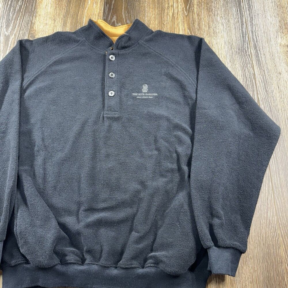 Vintage Ritz Carlton Sweatshirt Mens XL Black Half Moon Bay Golf Resort Sweater
